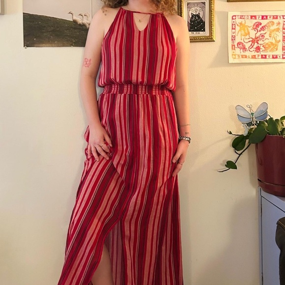 None Dresses & Skirts - Striped Red Maxi Dress